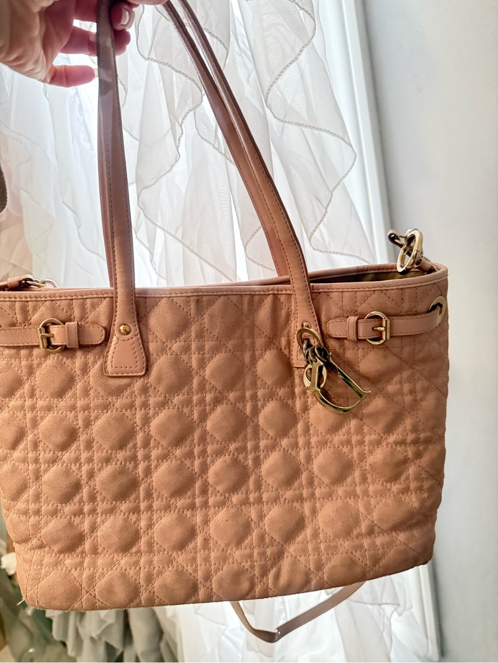 Dior Quilted Tote in Dusty Rose with Gold Hardware